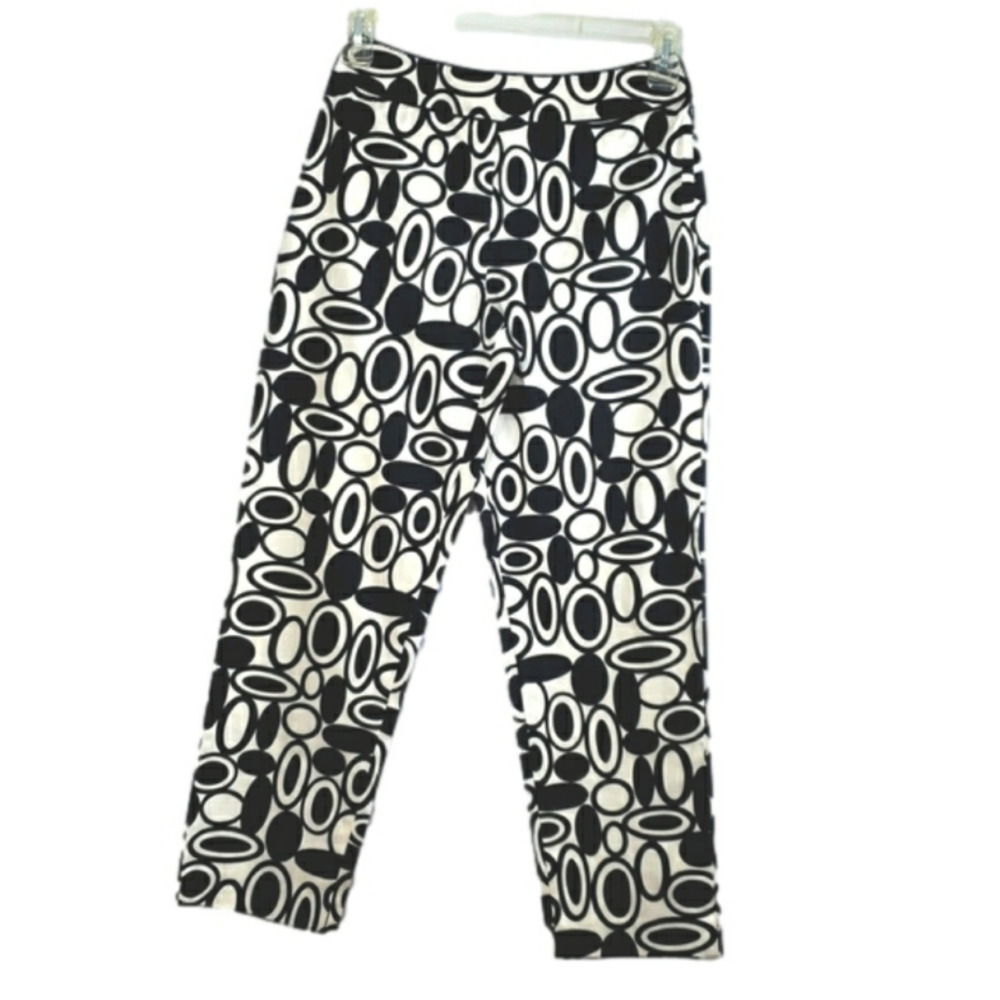 TALBOTS Petites Stretch Cotton Black &White Print Pants Size 4